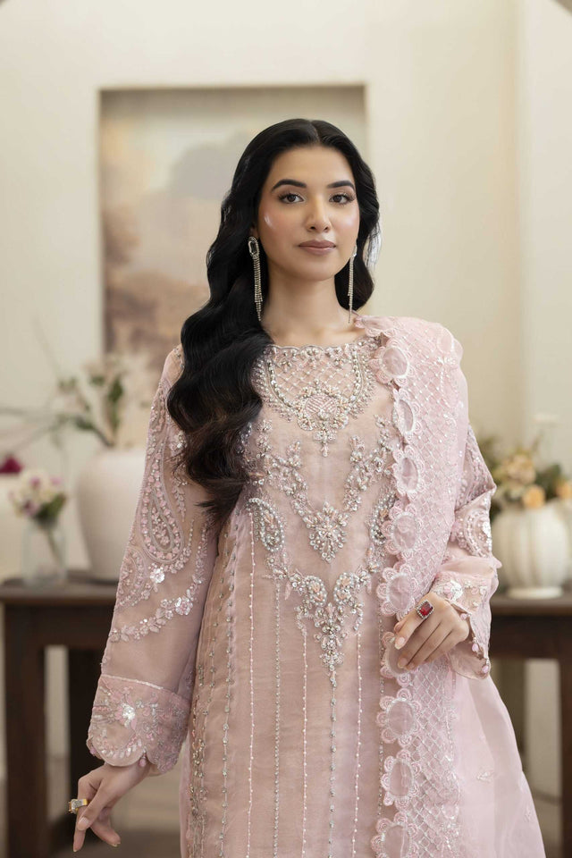 4YOU-9072 Deep Purple & Blush Pink Organza 3-Piece Set