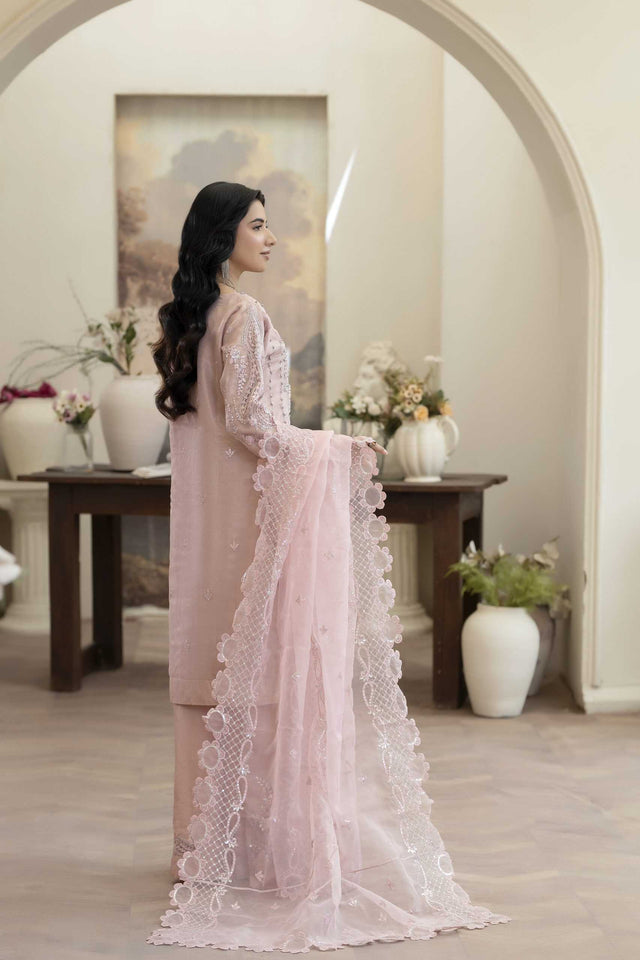 4YOU-9072 Deep Purple & Blush Pink Organza 3-Piece Set