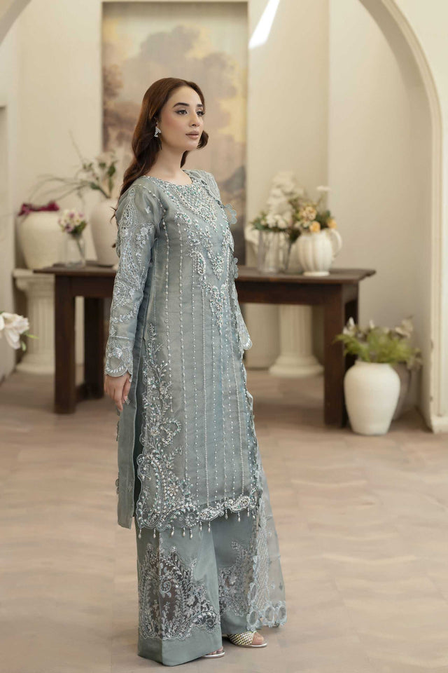 4YOU-9072 Deep Purple & Blush Pink Organza 3-Piece Set