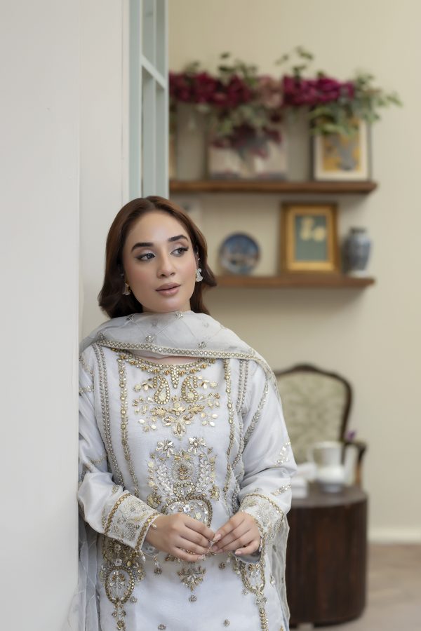 4YOU-9074 Gray Organza 3-Piece Set