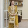 4YOU- 9076 Mustard Yellow & Deep Navy Blue Organza 3-Piece Suit