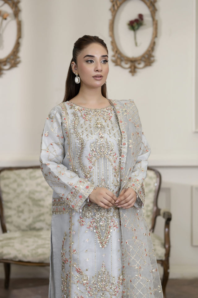 4YOU-9073 – Light Grey Organza 3-Piece