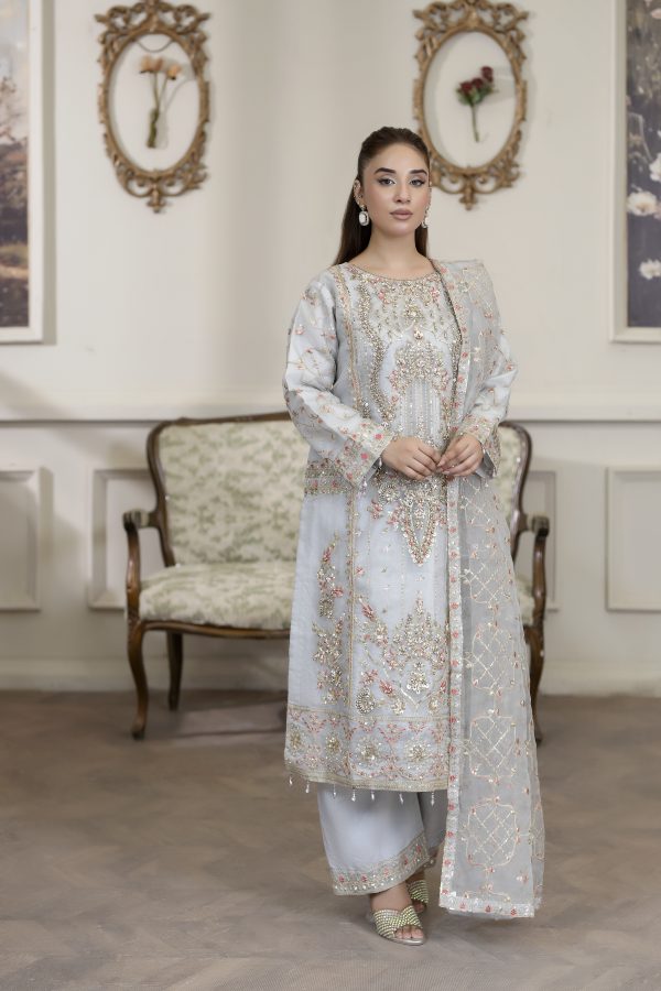 4YOU-9073 – Light Grey Organza 3-Piece