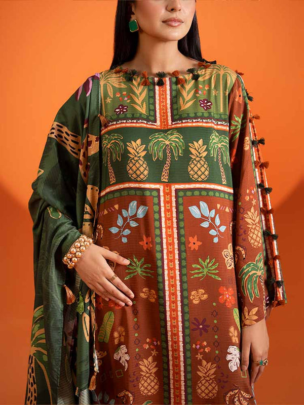 AFROZ 3-Piece Unstitched Digital Printed Bana Dora Viscose Suit