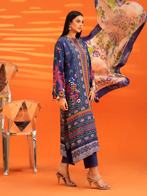 AFROZ 3-Piece Unstitched Digital Printed Bana Dora Viscose  Suit