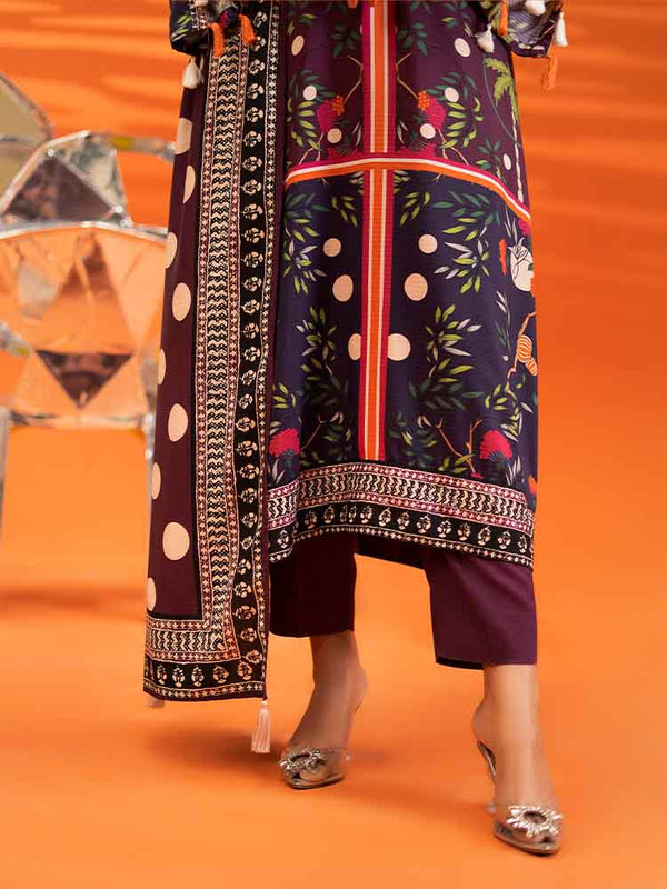 AFROZ 3-Piece Unstitched Digital Printed Bana Dora Viscose  Suit