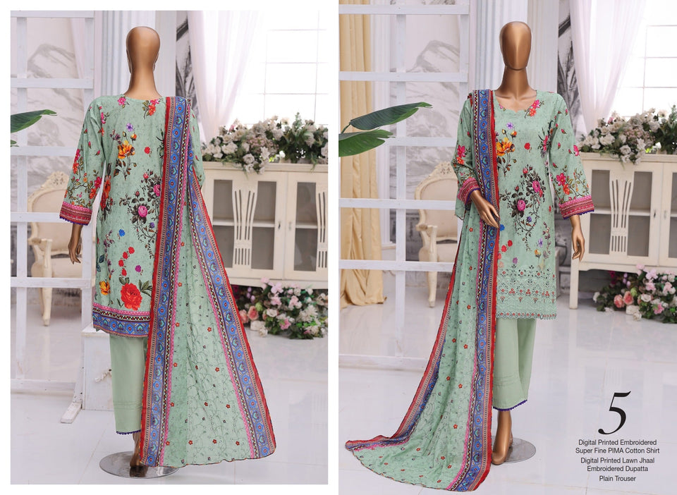 MTF Digital Printed Doria Embroidered Chikankari Cotton Collection | Unstitched 3 Piece