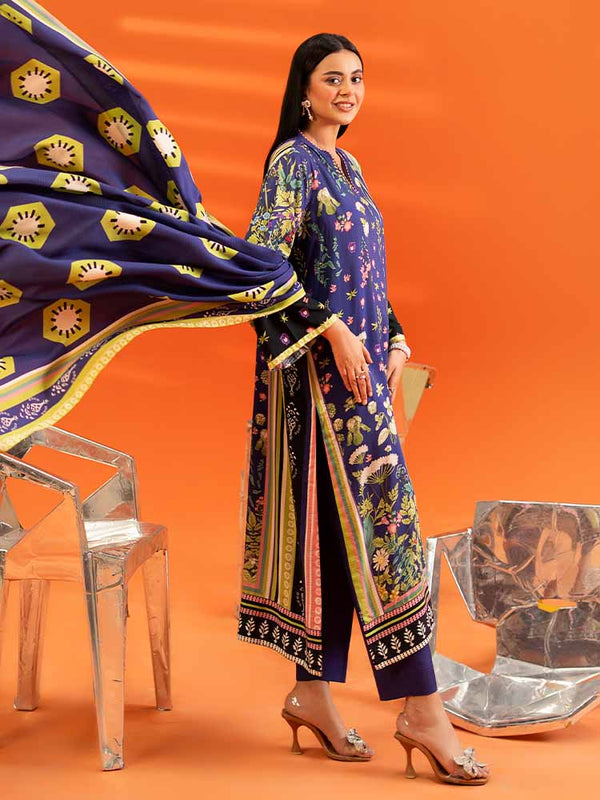 AFROZ 3-Piece Unstitched Digital Printed Bana Dora Viscose Suit