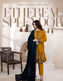 Bareeze Dyed Slub Embroidered Ensemble with Velvet Shawl