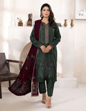Bareeze Dyed Slub Embroidered Ensemble with Velvet Shawl