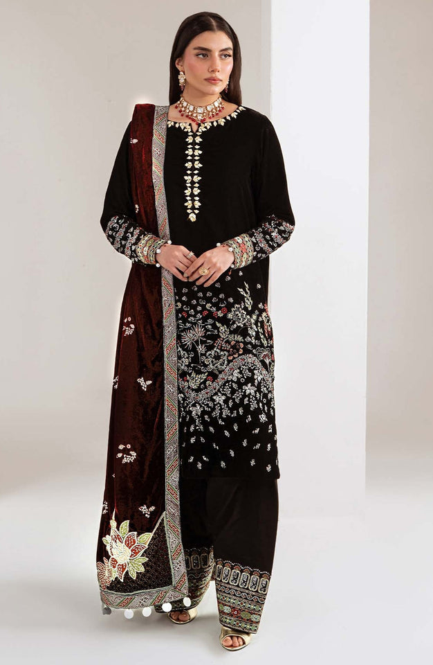 Maya by Nureh Luxury Embroidered Velvet Unstitched 3 Piece Suit  - NU25VLT - Winter Collection
