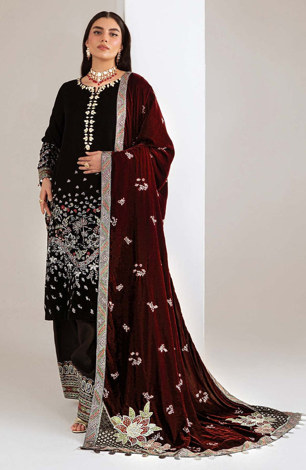 Maya by Nureh Luxury Embroidered Velvet Unstitched 3 Piece Suit  - NU25VLT - Winter Collection