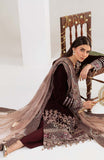 Maya by Nureh Luxury Embroidered Velvet Unstitched 3 Piece Suit - NW-110 - NU25VLT - Maroon - Winter Collection