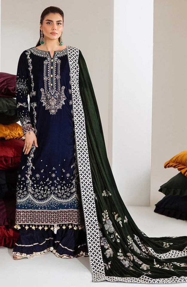 Maya by Nureh Luxury Embroidered Velvet Unstitched 3 Piece Suit  - NU25VLT - Winter Collection