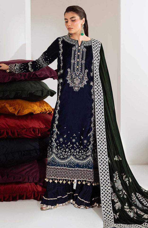 Maya by Nureh Luxury Embroidered Velvet Unstitched 3 Piece Suit  - NU25VLT - Winter Collection