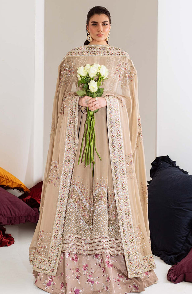 Maya by Nureh Luxury Embroidered Velvet Unstitched 3 Piece Suit - NW-108 - NU25VLT - Beige - Winter Collection