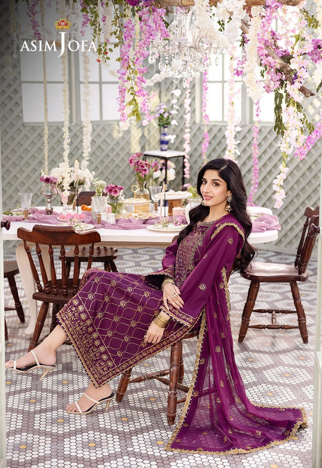 AJCFP-07 EMBROIDERED JUMBO SILK UNSTITCHED 3 PCS