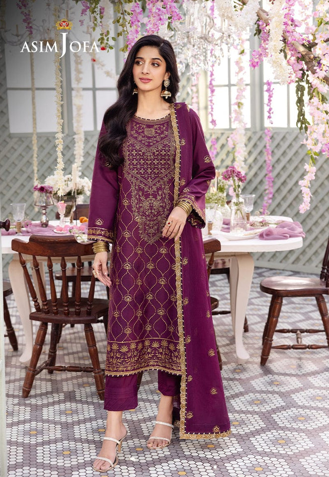 AJCFP-07 EMBROIDERED JUMBO SILK UNSTITCHED 3 PCS