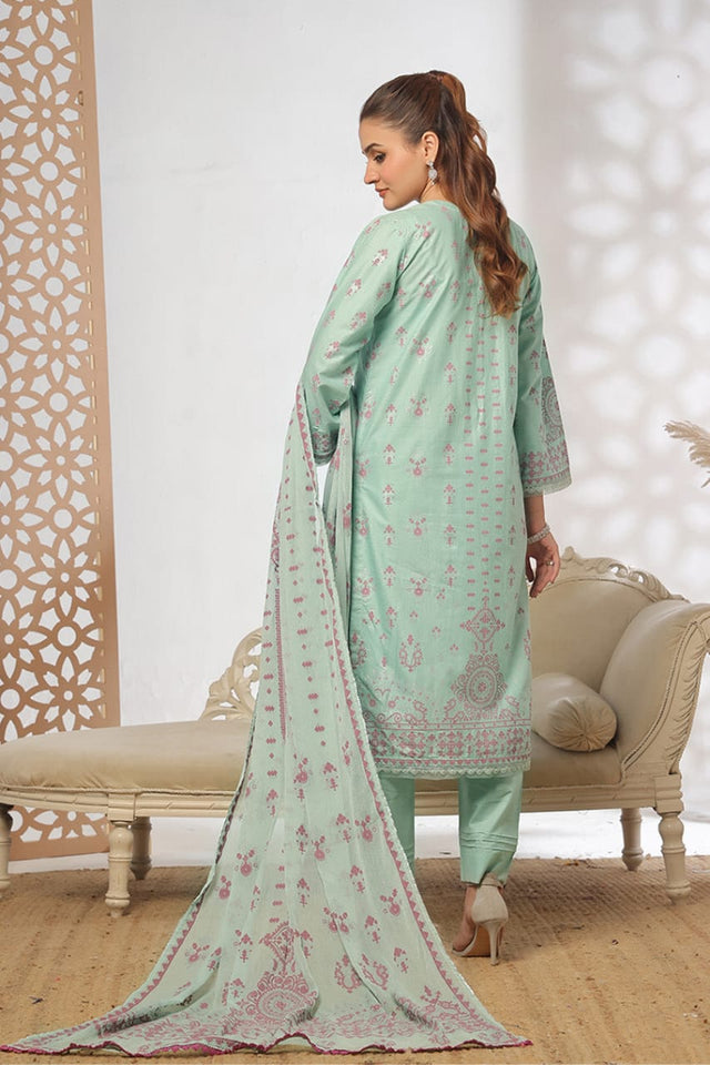 Unstitched 3-Piece Cambric Suit with Organza Dupatta