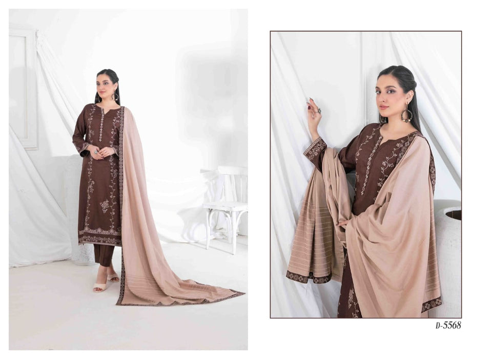 Semi-Stitched Fancy Embroidered Viscose Jacquard 3 Piece