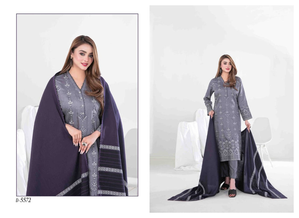 Semi-Stitched Fancy Embroidered Viscose Jacquard 3 Piece