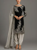 SILK Latest Embroidered Black Party Wear Dress 2025 (Unstitched)