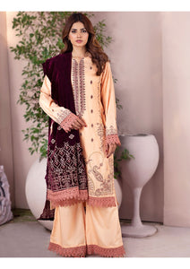 Bareeze Dyed Dora Dhanak Embroidered 3 PC with Velvet Shawl